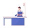 Cashier at register semi flat color vector character