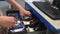 Cashier Woman counting Euros from a cash register