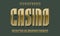 Casino alphabet with numbers of golden 3d symbols with shadow. Luxurious display font. Vector isolated english alphabet