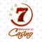 Casino background with lucky seven symbol and stars