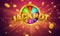 Casino banner jackpot design decorated with golden glittering