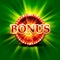 Casino bonus banner on a bright green background.
