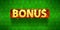 Casino bonus banner, vector green cloth texture, online game prize sign, light bulbs, promotion gift.