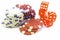 Casino chips and dice. Color image