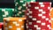 Casino chips stacks close up