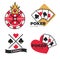 Casino club isolated icons, gambling blub emblems