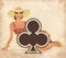 Casino Clubs poker cards pin up woman