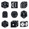 Casino dice icons set, simple style