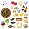 Casino Equipment Symbols Accessories Glossy Set