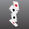 Casino Falling poker cards game concept.