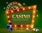 Casino Festive Lights Green Background Poster