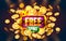 Casino free spins, 777 slot sign machine. Vector