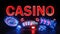 Casino Gambling Concept, Casino Futuristic Concept Design Roulette Wheel and Slot Machine - 3D Illustration