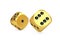 Casino Gambling Concept. Gold Game Dice Cubes in Flight. 3d Rendering