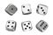 Casino Gambling Concept. Set of Silver Game Dice Cubes in Differetn Positions. 3d Rendering