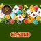 Casino gambling seamless pattern with game sticker objects