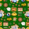 Casino gambling win luck fortune gamble play game seamless pattern background risk chance icons success vegas roulette