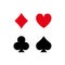 Casino Game Flat Symbol. Poker Play Suit Set Glyph Pictogram. Card Suit Spade Black Silhouette Icon. Gambling Black Jack