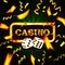 Casino gold text on retro red board vector banner