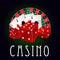 Casino icon with aces, dice and roulette wheel