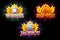 Casino icons. Winner, Jackpot and Big Win. Vector Colorful jewelry stones. Awards with gems. Game asset for casino and