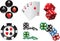 Casino items and icons on white background