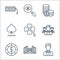 Casino line icons. linear set. quality vector line set such as croupier, casino, casino chips, croupier, clover, coins, search