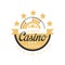 Casino logo premium design, golden vintage gambling badge or emblem