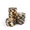 Casino luxury chips in gold and black with diamond inserts