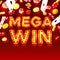 Casino mega win signboard, game banner design.