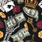 Casino and money vintage seamless pattern