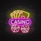 Casino neon illuminated signboard