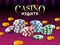Casino Nights banner or poster design with 3d illustration of casino chips, gold coins