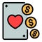 Casino play cards icon color outline vector
