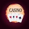 Casino. Poker. Bright shining sign with playing cards..eps