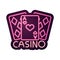 Casino, poker cards aces gambling neon sign
