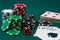 Casino Poker Chips, dice and cards