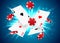 Casino poker design template. Falling poker cards and chips. Winner concept. Casino lucky background.