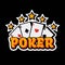 Casino poker logo template. Gambling cards and golden stars