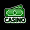 Casino poker logo template. Lucky winner dollar money