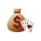 casino poker money bag suits cards