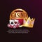 Casino poker round sign cards dices and crown