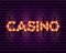 Casino retro banner template with lightbulb glowing