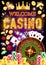 Casino roulette, dice, chips, poker cards, money