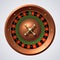 Casino roulette wheel. Isolated gambling wooden red spin, lucky game jackpot. 3D realistic roulette spin wheel