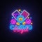 Casino Royal Neon Logo Vector. Casino neon sign, design template, modern trend design, casino neon signboard, night