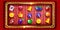Casino slot machine game vector background, retro Vegas gambling frame, gold crown, chips icon.