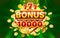 Casino slots machine winner, jackpot fortune bonus 10000, 777 win banner. Vector
