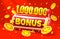 Casino slots machine winner, jackpot fortune bonus 1000000, 777 win banner. Vector