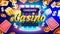 Casino slots machine winner, jackpot fortune of luck, 777 win banner. Vector